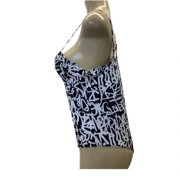 Glam rocks one piece graffiti print bodysuit with padded cups Size XL New - Picture 4 of 10